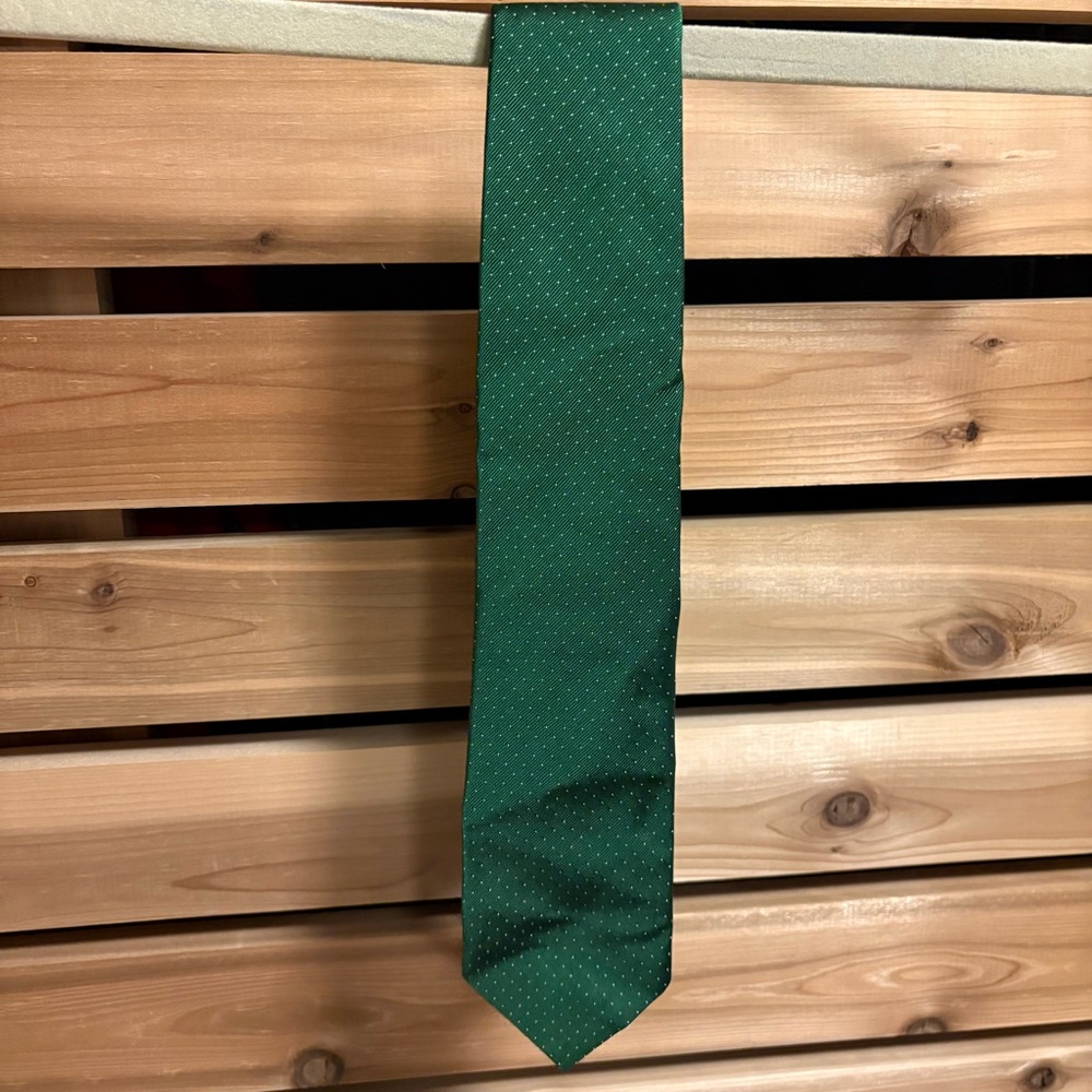 Vintage Nordstrom Green Polka Dot 100% Silk Tie